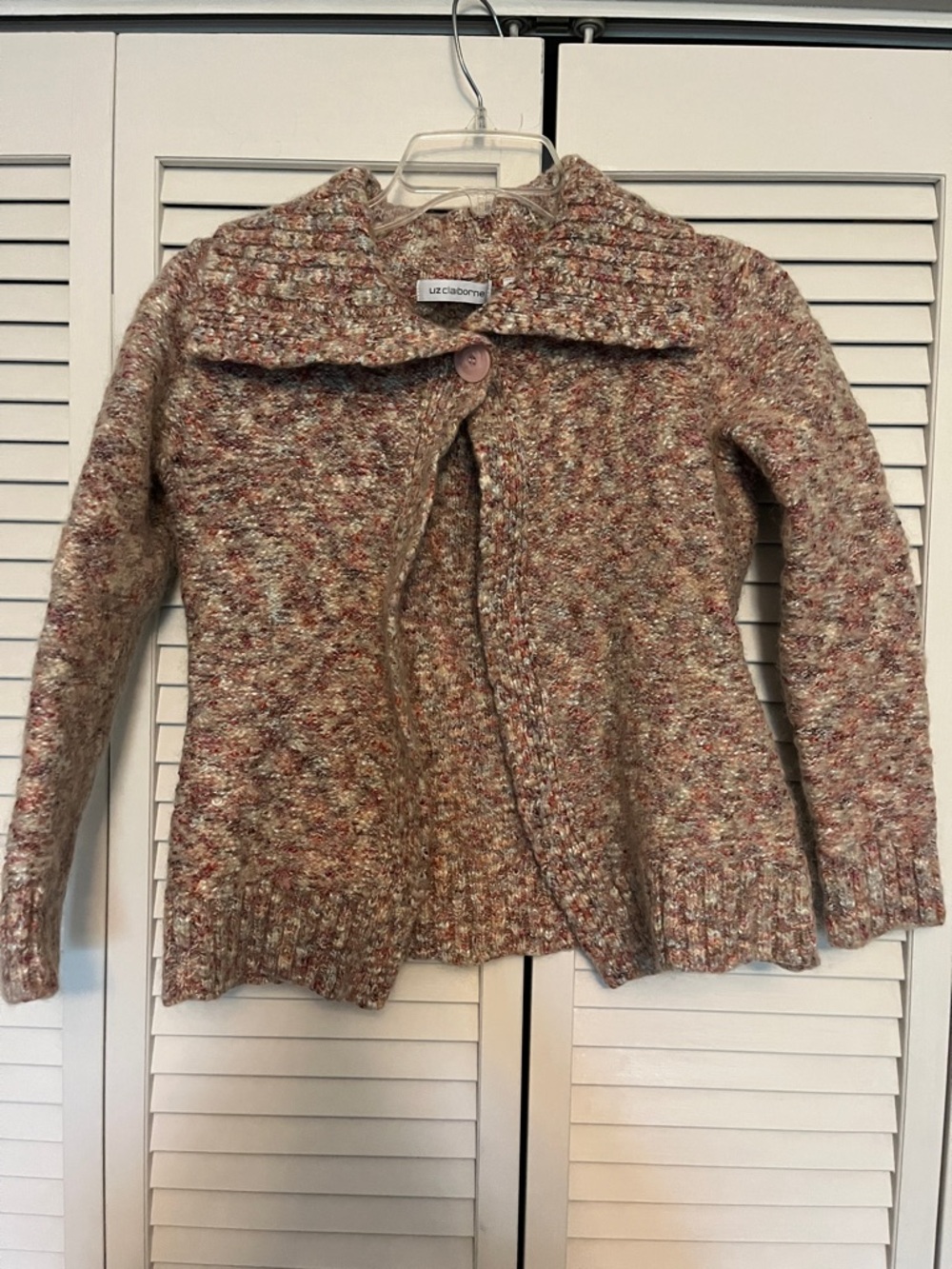 Liz Claiborne Marled Pink-Brown Knit Cardigan